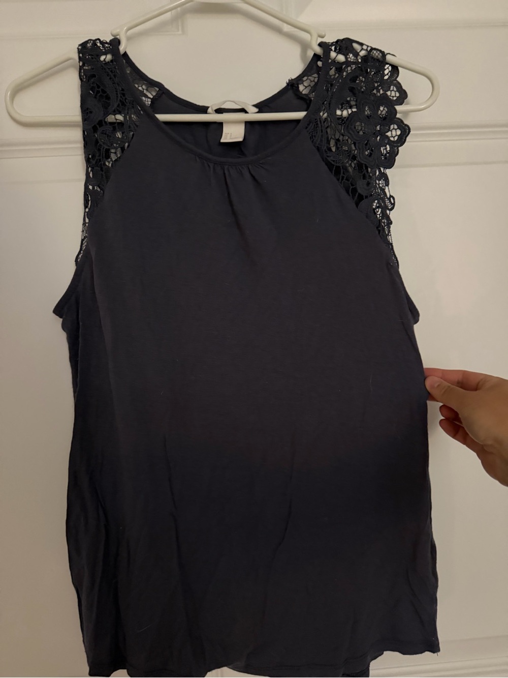 H&M Navy Crochet-Trim Tank Top